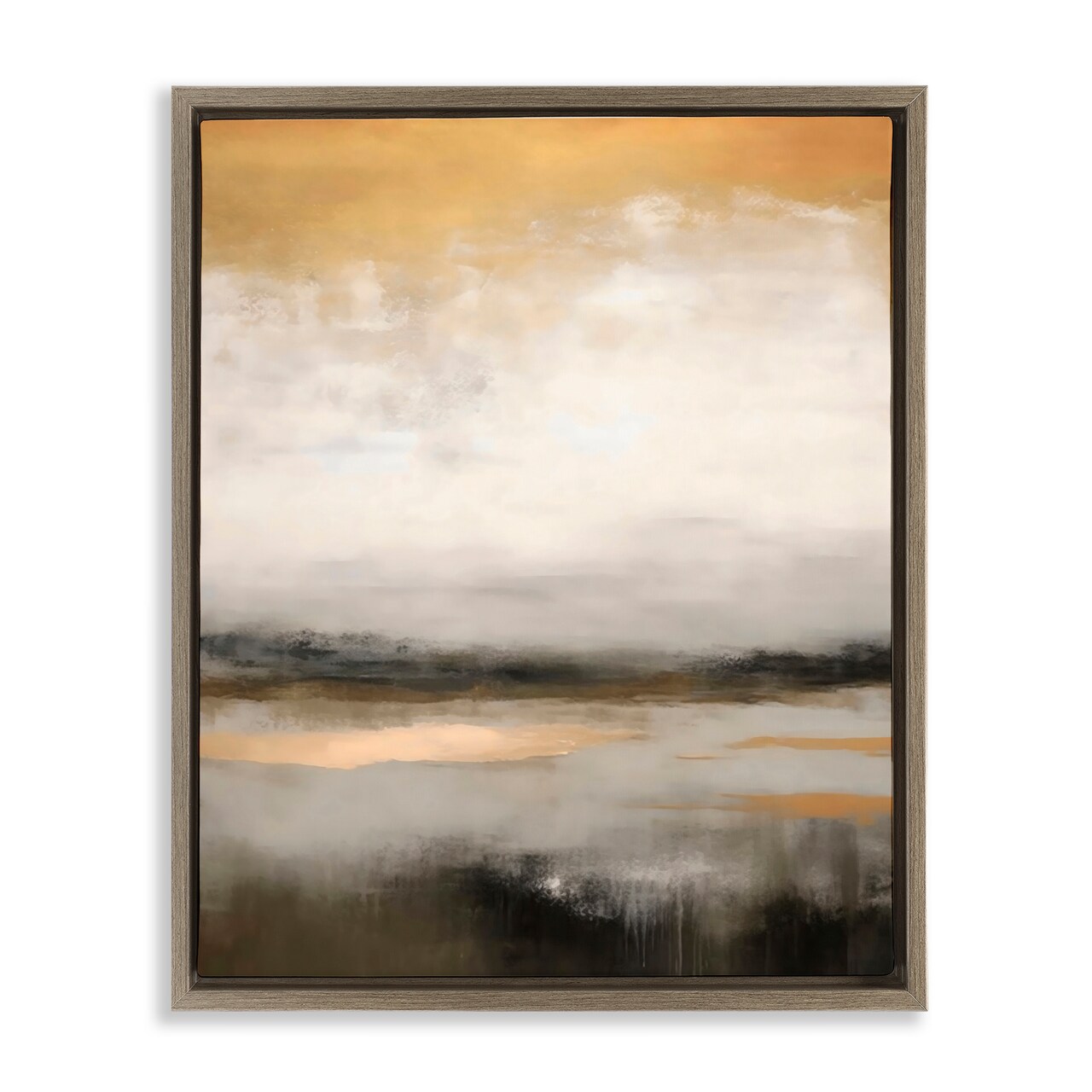 Stupell Industries Dreamy Neutral Abstract Landscape Black Framed Floater Canvas Wall Art, design by Creative Studio